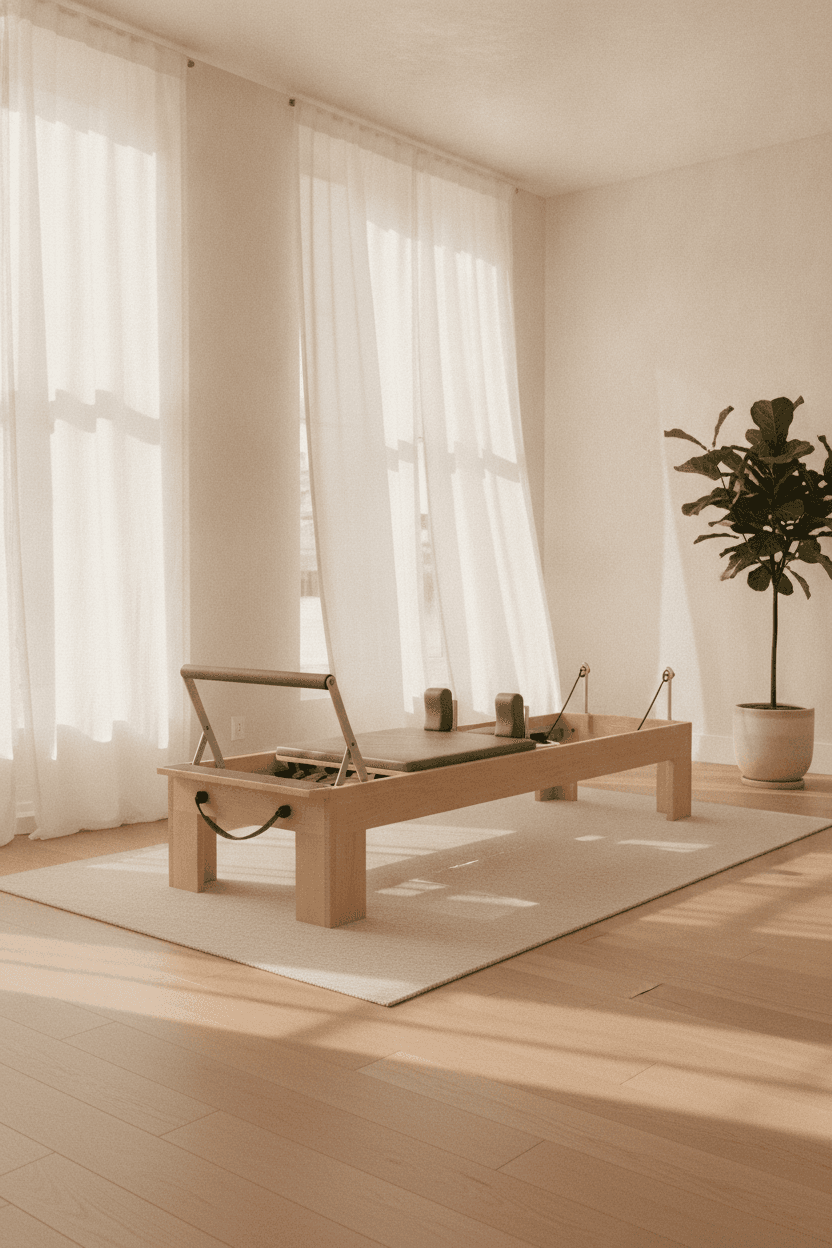 Pilates reformer short box for home and studio use